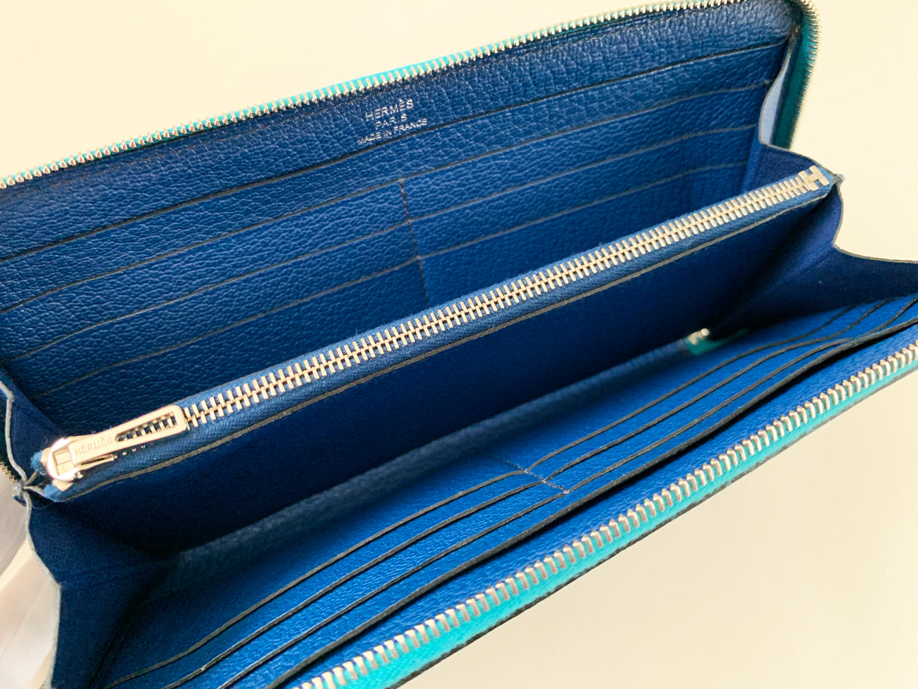 エルメス 長財布 エブリンジップロング ターコイズ×ブルーサフィール 12072